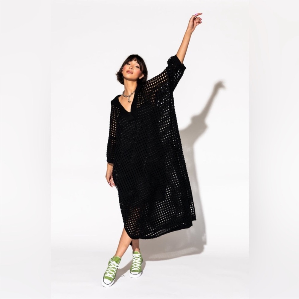 Dressed in LALA Be Bold Oversized Knit Dress in Black